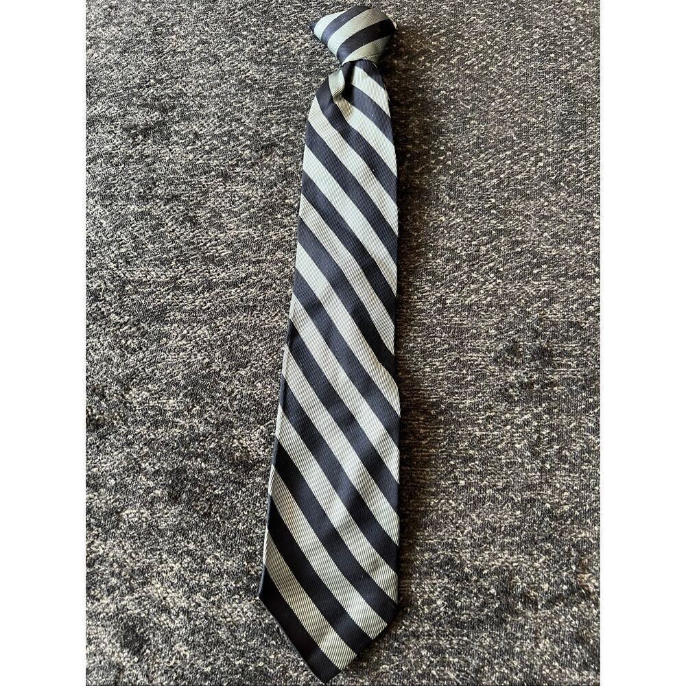 Child’s size Black and Gray Striped Clip-on Tie